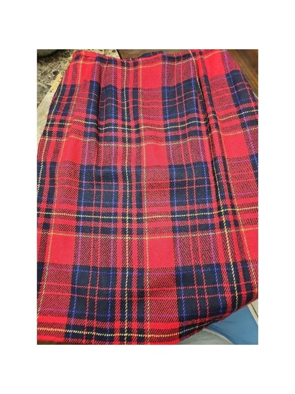 LIZ CLAIBORNE Women’s Vintage Red Plaid Knee Length Pencil Skirt Size 10 Wool
